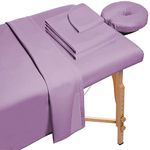 3-Piece Microfiber Massage Table Sheet Set Includes Massage Face Rest Cover, Massage Table Cover and Massage Fitted Sheet (Lavender)