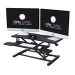 Opal Living Large 36" / 91.5 cm Black Standing Desk Converter with Keyboard Raiser - Portable Adjustable Desk Riser - Stand Up Desk Converter Sit to Stand Desk Stand