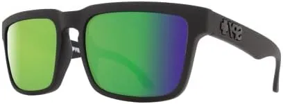 SPY Helm 673015374861 57MM Matte Black/Happy Bronze Polar with Green Spectra Mirror Square Sunglasses for Men for Women + BUNDLE With Designer iWear Eyewear Kit