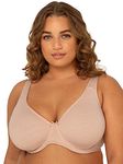 Fruit of the Loom Fit for Me Women's Plus Size Cotton Unlined Underwire Bra-Pinch-Free Straps - Side and Back Smoothing, Sand, 42DD