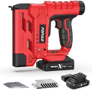 POPULO 20V Nail Gun Battery Powered, 18 Gauge 2-In-1 Cordless Brad Nailer Stapler Includes a 2.0Ah Battery, Charger, 1600 Staples and Nails, Electric Staple Gun for Carpentry and Upholstery