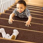 Non-Slip Stair Treads for Wooden Steps,8" X 30" (15-Pack), Pre-Applied Adhesive, Anti Slip Indoor Staircase Carpets Runners Rugs Safety for Elders, Kids and Dogs,Brown