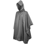 Senmortar Rain Poncho Multifunctional Raincoat Waterproof with Hood for Men Women Adult Hiking Fishing Festivals Camping Grey