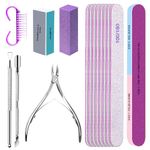 Nail Files and Nail Buffers, Subay 15Pcs Manicure Tools Kit Nail File Kit with 8pcs Nail Files, 3pcs Nail Buffer Blocks,Cuticle Nippers & Pusher Nail Brushes Nail Art Tool Kit for Home Salon