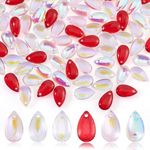 AHANDMAKER 96Pcs Teardrop Glass Crystal Beads Transparent Beads 4 Colors Water Drop Crystal Glass Beads Loose Beads Colorful Charms Pendants for DIY Crafts Earring Necklace Jewelry Making