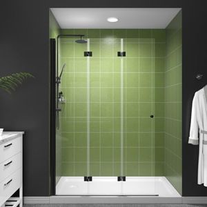 Comfystyle 48-48 3/8 x72 inch Foldable Shower Door with Hinged Design, Easy-to-Clean Glass, Frameless Tri-fold Shower Doors Matte Black,Reversable Installation.
