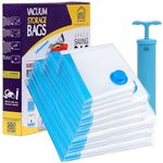 ABOUT SPACE Polyethylene 9 Pack Vacuum Bags For Travel With Hand Pump(3 Jumbo/3 Large/3 Medium)Airtight Reusable Space Saver Compression Storage Bags For Packing,Ziplock Vaccine Sealer Bags(Pp-Blue)