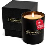 Benevolence LA Rose & Sandalwood Fall Candle for Home - Scented Soy Candles | Aromatherapy Black Candle, Gifts for Men and Women, Jar Candle Small - 6 oz