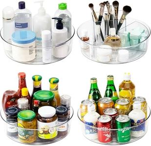 YCLADEC 4 Pack Lazy Susan 11.5" Inch Turntable Organizer Organization Storage Container Bins Spice Rack Cabinet Rotating Condiment for Pantry Countertop Kitchen Vanity Bathroom Jewelry Holder Clear