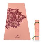 Wiselife tpe Printed 6MM Yoga Mat + Yoga Strap For Men, Women, Kids|Anti-Slip Extra thick, long & Wide Exercise Sports Mat For Workout, Fitness, Yoga, Gym, Home & Pilates (Botanical)