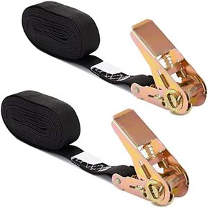 MOOCY Sturdy 10-foot-by-1-inch Tie Down Straps 1800lbs Break Strength, Adjustable Cam Buckle Tie-Down Straps for Lawn Equipment, SUP Kayak Surfboard Surf Rack Luggage(Black 2 Pack)