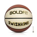 Boldfit Basketball Size 7 Professional Basket Ball for Indoor-Outdoor Training Basketball for Players with Free-Air Needle Best Basketball Match Ball for Kids, Men Swish King No 7, Brown