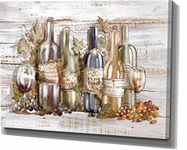 Kitchen Art Wall Decor Neutral Wine Glasses Wall Art Large Canvas Art for Dining Room Farmhouse Decorations Retro Paintings Mid Century Wall Pictures for Living Room Bedroom Brown Artwork for Walls