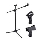 Corslet Mic Stand Heavy Duty Adjustable Dual Microphone Stand Singing Condenser Mic Stand for Recording Studio Microphone Stand Leg Boom Microphone Stand Studio Mike Stand