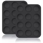 Silicone Muffin Pans, Cupcake Pans 12 Cups Food Grade Silicone Baking Molds, Large Muffin Tin for Brownies, Cupcake, Pudding, Fat Bomb, Egg Muffin, 100% Non-Stick (Black, 2 Pack)