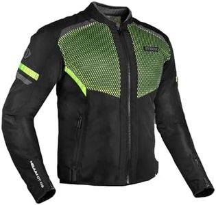 Rynox Helium GT 3 Jacket - Mesh Motorcycle Riding Jacket | Impact Protection | Abrasion Resistance - Black Hi-Viz Green, Medium