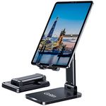 Gritin Tablet Stand, Adjustable Tablet Holder - Foldable Desktop Tablet/Phone Stand Holder Super Stable Compatible with New iPad 12.9, 11, 10.5, 9.7 Air mini 2 3 4 and All 4.7-13" Tablets