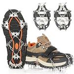 Crampons Ice Cleats Traction Snow Grips for Boots Shoes Women Men Kids Anti Slip 24 Stainless Steel Spikes Safe Protect for Hiking Fishing Walking Climbing Mountaineering