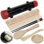 Kssvzz 6PCS Sushi Making Kit, Multifunctional Sushi Maker with Sushi Rolling Mat, Sushi Bazooka, Chopsticks, Paddle, Spreader, Sauce Dish, Make Your Own Sushi at Home, Portable Sushi Kit for Picnic