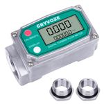 GRYVOZE 1 Inch Digital Fuel Flow Meter, 2.6-26 GPM Inline NPT Turbine Flowmeter with 3/4 in Adapters for Water, Diesel, Gas Oil, Gasoline, and Other Liquids - Supports Gallon, QTS, PTS, L, m³