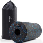 EVEREST FITNESS Hard Foam Roller - 30cm Medium Hard Muscle Massage Rollers with Bag and Exercise Book - for Muscles & Back Pain - Black/Blue