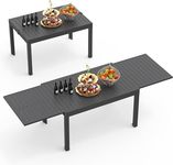 Domi Extendable Aluminum Outdoor Dining Table, 59" - 89" Metal Patio Dining Table for 6-8 Person Garden Backyard Porch Lawn Yard (Dark-Brown)