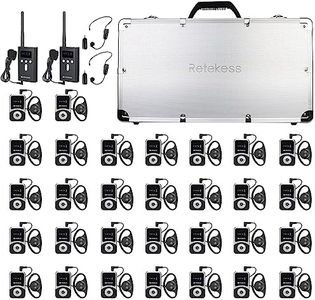 Retekess T130S Wireless Tour Guide System,Tour Guide Headsets,328ft, 2 Wireless Mic,Translation Devices for School (2 Transmitter 30 Receiver 1 Charging Case)