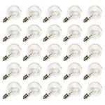 G40 Replacement Light Bulbs 5W Clear Globe Bulb fits E12 C7 Candelabra Screw Base Sockets, 1.5 Inch Dimmable Light Bulbs for Indoor Outdoor Patio Decor, Pack of 25