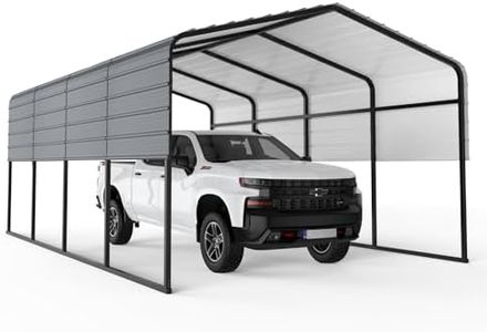 ACONEE 13 x 20 FT Heavy Duty Metal Carport, Outdoor Garage Car Shelter Tent, Galvanized Steel Roof, Metal Garage Carport Kits, Bolts for Car SUV Truck Boats, Enhanced Base, Grey