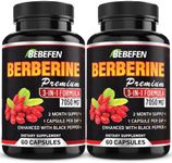 2 Packs Premium Berberine Supplement - 7050mg Formula Pills with Black Pepper Extract - 4 Month Supply - Berberine Supplement for Supports Glucose Metabolism, Cardiovascular Heart, Immune Function