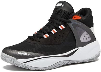 AND1 Revel Mid Men’s Basketball Shoes, Indoor or Outdoor Basketball Sneakers for Men, Street or Court, Sizes 7-16, Black, 10 Women/8.5 Men