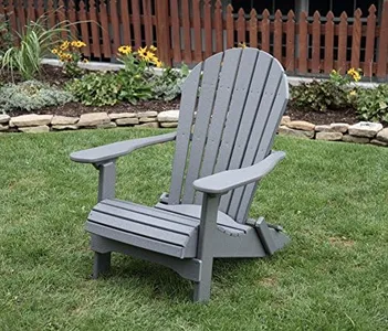Dark Gray-Poly Lumber Folding Adirondack Chair with Rolled Seating Heavy Duty Everlasting Lifetime PolyTuf HDPE - Made in USA - Amish Crafted
