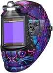 ARCCAPTAIN 3.94" x 3.66" Auto Darkening Welding Helmet, Solar Powered True Color Welding Hood, 1/1/1/1 Top Optical Clarity Welder Helmet, 4 Arc Sensor Wide Shade 4/5-9/9-13 for Stick MIG TIG Cut