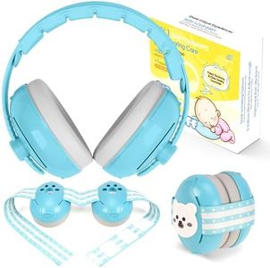 Empireway GS010 2-in-1 Baby Ear Muffs Noise Protection - Adjustable, Lightweight, and Foldable Noise Cancelling Headphones for Infants & Toddlers (Up to 48 Months,Blue)