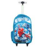 NOVEX Marvel Spider-Man Kids Trolley Bag for Travel with 2 Wheels | Turquoise, 16 Inch Backpack | Polyester Kid Spinner School Backpack | Unique Bookbag for Boy Kids | Carry - on