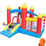 Ballsea Bouncy Castle, 6 in 1 Inflatable Bounce Castle House with Blower, Inflatable Slide with Extra Sun Cover for Kids Indoor Outdoor