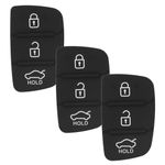 HTTYHT 3 Button Key Fob Rubber Pad Replacement Compatible with Hyundai i40 i30 i20 i10 ix20 ix30 ix35 Santa Fe Tucson Elantra Accent Car Remote Control Flip Key Fob Shell Case Buttons Cover - 3 Pack