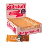 The Gut Stuff High Fibre Fruit & Nut Bars – Gut Friendly Snack, Gluten Free, Vegan, Low Calorie, All Natural - Peanut Butter, 12 x 35g Box