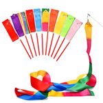 ZYFC 10 Packs Dance Ribbons Streamers, Colorful Gymnastic Dance Ribbons, Dancing Ribbons Sticks for Kids Streamers Rhythmic with a Twirling Rod, for Talent Shows, Artistic Dancing, Baton Twirling