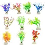 DIGIFLEX 10PC Aquarium Fish Tank Plants - Artificial Aquarium Ornaments - Assorted Sizes, Colours & Shapes