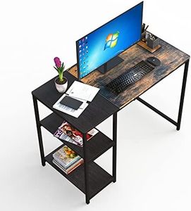 ANYHI 40 Inch Computer Desk, Office Desks with Shelf, Laptop Table, Study Desk, Gaming Desk, Industrial Style, Metal Frame, Work Table for Bedroom, Offices, Brown & Black Desk(100x50x75cm)