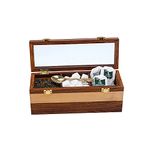 JAIPURCRAFT Wood;Glass;Brass Tea Storage Box With 3 Compartments, Brass Lock And Spoon, Brown