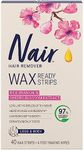 Nair Wax Ready Strips for Legs and Body with Rice Bran Oil and Cherry Blossom Extract, 40 Strips + 4 Finishing Wipes, Packaging May Vary