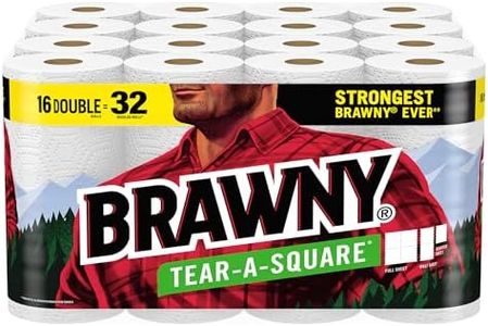 Brawny® Tear-A-Square® Paper Towels, 16 Double Rolls = 32 Regular Rolls