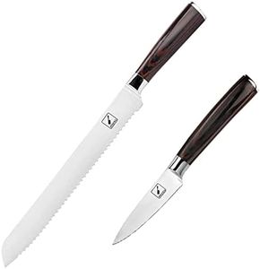 iMarku 10 Inch Bread Knife and 3.5 Inch Paring Knife - Professional Grade, Ergonomic Pakkawood Handle, Perfect for Thanksgiving and Christmas Gifts