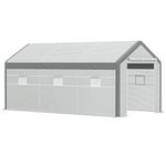 Outsunny 20' x 10' x 9' Walk-in Greenhouse with Roll Up Doors & 6 Windows Plant Growth Warm House Outdoor, PE Cover, White