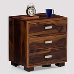 Furniselan Sheesham Wood Bed Side Accent End Table with Drawers for Living Bed Room (Teak Finish)