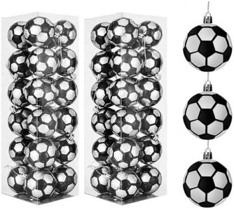 Fashlits 48 Pack 2.36 Inch World Cup Mini Soccer Ball Christmas Ornaments - Shatterproof Football Baubles Gifts for Xmas Tree Decor, World Cup Themed Party Supplies, Sports Fan Holiday Decorations