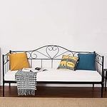 Day Bed Solid Metal Bed Frame 3ft Single Bed Sofa Guest Bed Sustainable Daybed (Black, Daybed)