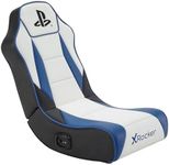 X-Rocker PlayStation Geist 2.0 Floor Rocker, Audio Gaming Chair - Headrest Speakers, Ergonomic Support, Foldable Rocking Base, Wipe-Clean Faux Leather for Kids & Teens - White & Blue - Licensed